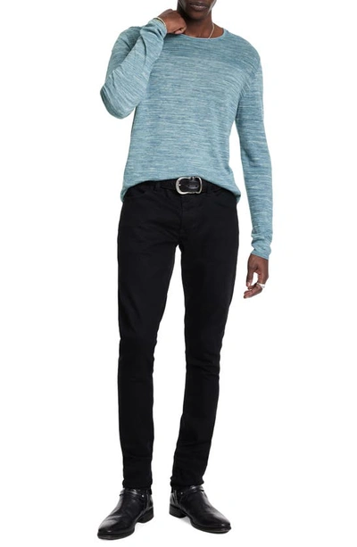Shop John Varvatos Omar Space Dye Linen Blend Crewneck Sweater In Stream Blue