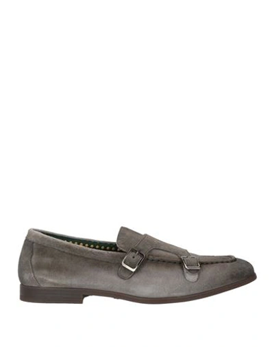 Doucal's Man Loafers Grey Size 11 Leather In Grey
