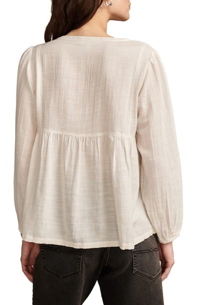 Shop Lucky Brand Embroidered Long Sleeve Peasant Top In Gardenia