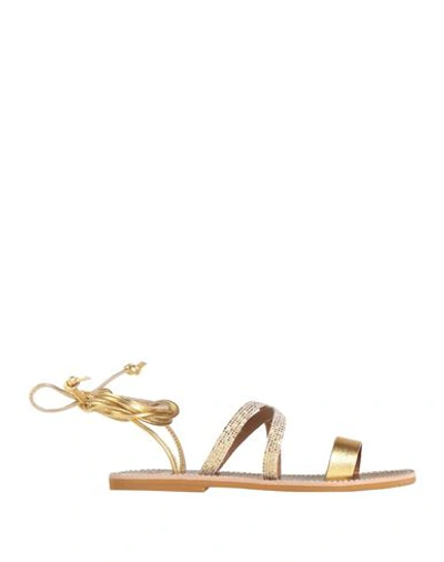 Shop Le Salentine Woman Sandals Gold Size 8 Calfskin