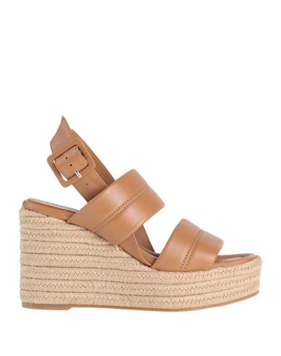 Shop Eqüitare Equitare Woman Espadrilles Camel Size 7 Leather In Beige