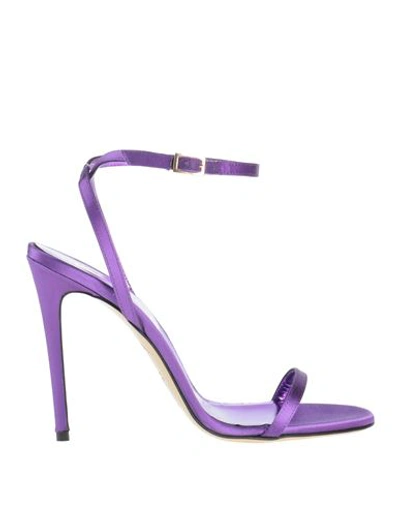 Shop Giampaolo Viozzi Woman Sandals Purple Size 10 Textile Fibers
