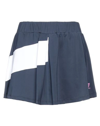 Shop Ea7 Woman Mini Skirt Navy Blue Size Xl Polyester, Elastane