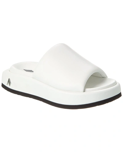 Shop Attico Mia Leather Flatform Sandal In White