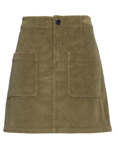 Shop Masscob Woman Mini Skirt Military Green Size 8 Cotton, Elastane