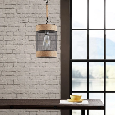 Shop Simplie Fun Orion Natural Rope And Metal Mesh Cylinder Pendant