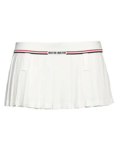 Shop Miu Miu Woman Mini Skirt White Size 8 Viscose, Elastane