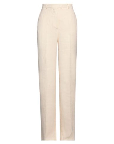 Shop Max Mara Studio Woman Pants Ivory Size 8 Linen In White