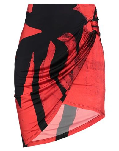 Shop Louisa Ballou Woman Mini Skirt Red Size Xl Viscose, Elastane