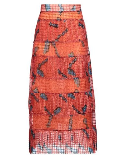 Shop Stella Jean Woman Midi Skirt Orange Size 10 Polyester