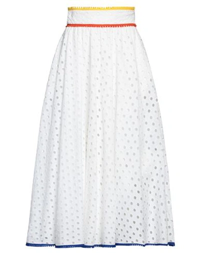 Shop Stella Jean Woman Midi Skirt White Size 6 Cotton