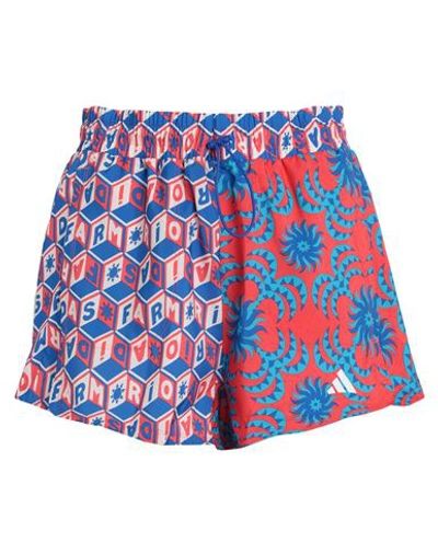 Shop Adidas X Farm Rio Farm Shorts Woman Shorts & Bermuda Shorts Red Size 12 Recycled Polyester