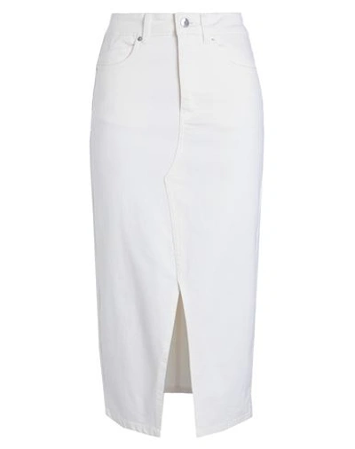 Shop Vero Moda Woman Denim Skirt Ivory Size Xs Cotton, Recycled Cotton, Elastane In White