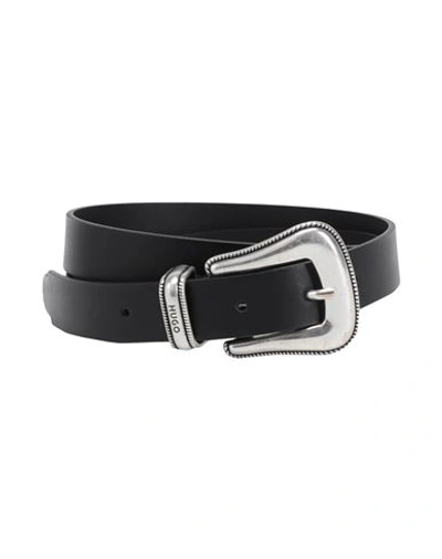Shop Hugo Woman Belt Black Size 38 Cow Leather
