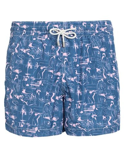 Arrels Barcelona Man Swim Trunks Slate Blue Size L Polyester In Blue