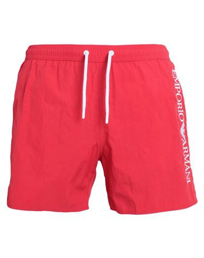 Shop Emporio Armani Man Swim Trunks Red Size 36 Polyamide