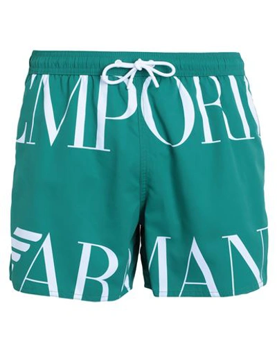 Shop Emporio Armani Man Swim Trunks Green Size 40 Polyester