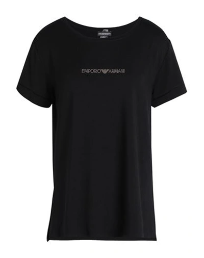 Shop Emporio Armani Ladies Knit T-shirt Woman T-shirt Black Size M Viscose, Elastane