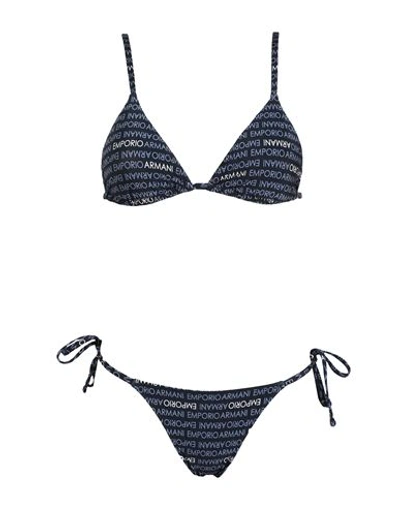 Shop Emporio Armani Ladies Knit Bikini Woman Bikini Navy Blue Size M Polyamide, Elastane