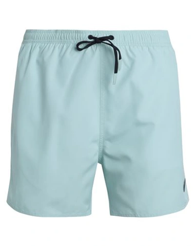 Emporio Armani Mens Woven Boxer Man Swim Trunks Light Green Size 36 Polyester In Green