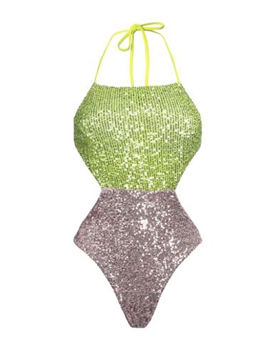 Shop Cotazur Woman One-piece Swimsuit Light Green Size S Polyester, Polyamide, Elastane