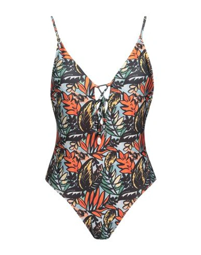 Shop Cotazur Woman One-piece Swimsuit Orange Size L Polyester, Elastane