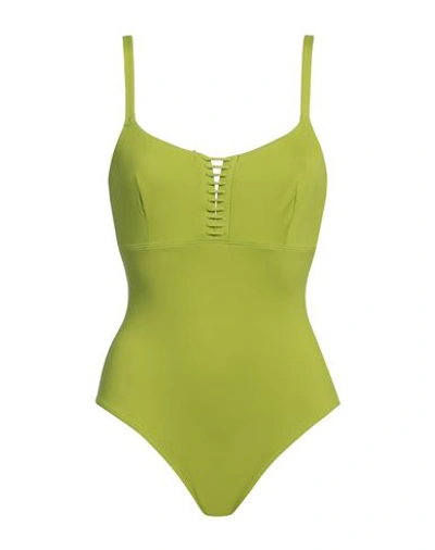 Shop Dnud Woman One-piece Swimsuit Sage Green Size 6 Polyamide, Elastane
