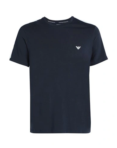 Shop Emporio Armani Men's Knit T-shirt Man Undershirt Midnight Blue Size L Cotton, Elastane In Navy Blue
