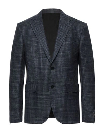 Shop Zegna Man Blazer Slate Blue Size 46 Wool, Silk, Cashmere