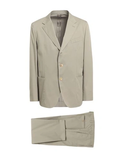 Shop Caruso Man Suit Khaki Size 42 Cotton, Elastane In Beige