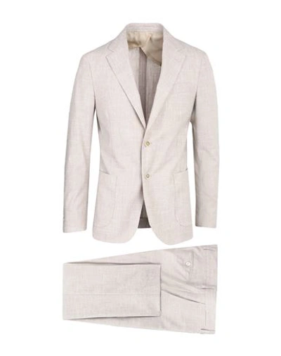 Shop Lardini Man Suit Beige Size 44 Wool, Cotton, Linen, Elastane