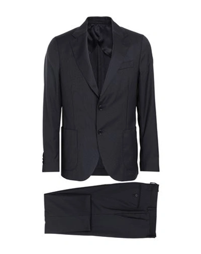 Shop Lardini Man Suit Black Size 44 Wool, Silk