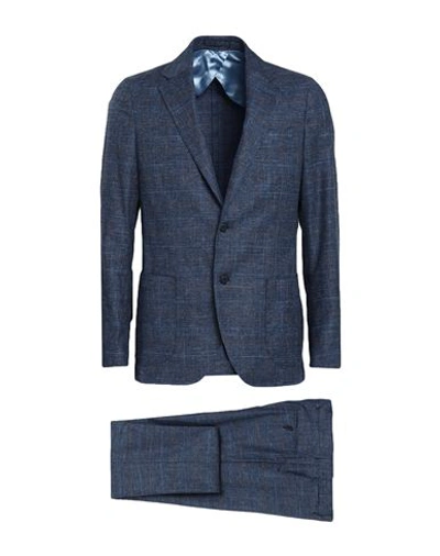 Shop Lardini Man Suit Blue Size 42 Wool, Cotton, Linen, Polyamide, Elastane