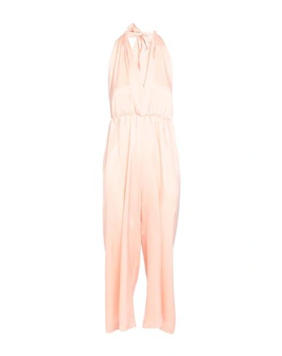 White Wise Woman Jumpsuit Salmon Pink Size L Polyester In Pink