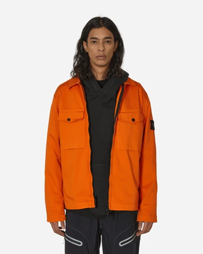 Shop Stone Island Garment Dyed Overshirt In Orange