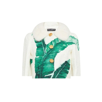 Shop Dolce & Gabbana Banana Leaf Print Jacket In White