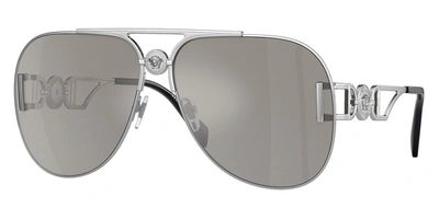 Shop Versace Unisex 63mm Silver Sunglasses Ve2255-10006g-63