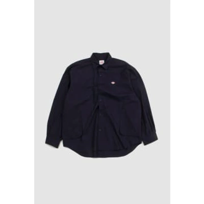 Shop Danton Shirt Jacket Navy In Blue