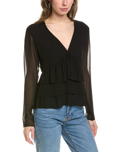 Shop The Kooples Pleated Top In Black