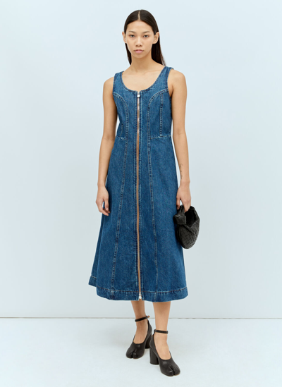 Shop Apc Zipped Denim Midi Dress In Blue