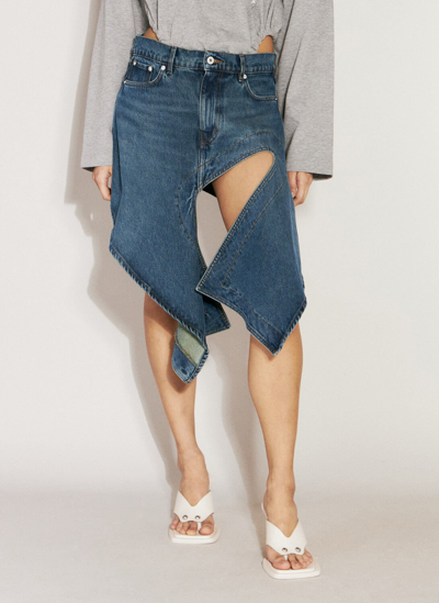Shop Y/project Evergreen Cut-out Denim Skirt In Blue