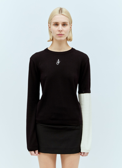 Shop Jw Anderson Contrast Sleeve Sweater In Black