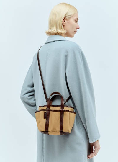 Shop Max Mara Giardiniera Mini Tote Bag In Brown