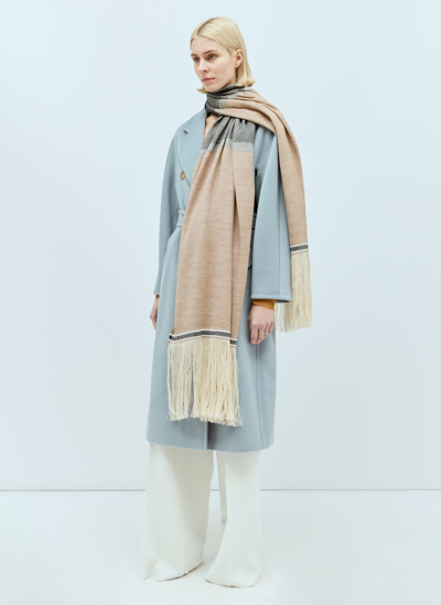 Shop Max Mara Linen And Wool Stole In Beige