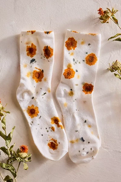 Shop Terrain Flower Power Cotton Socks In Beige