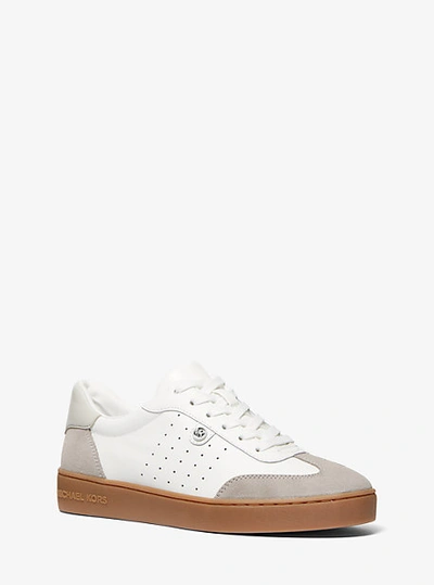 Shop Michael Kors Scotty Leather Sneaker In Grey