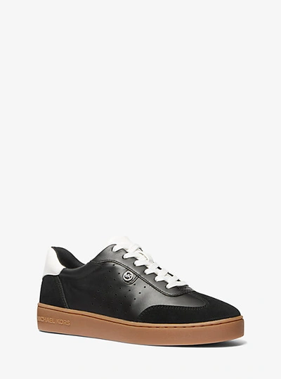 Shop Michael Kors Scotty Leather Sneaker In Black