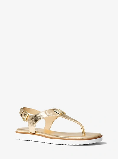 Shop Michael Kors Jilly Metallic Sandal In Gold