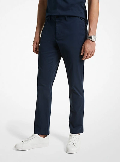 Shop Michael Kors Slim-fit Cotton Blend Chino Pants In Blue