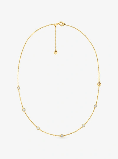 Shop Michael Kors Precious Metal-plated Sterling Silver Cubic Zirconia Necklace In Gold